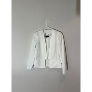MNG Basics Womens White Collarless Blazer Jacket Size M